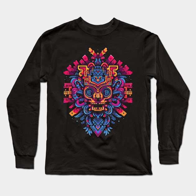 Aztec Mask Long Sleeve T-Shirt by crula